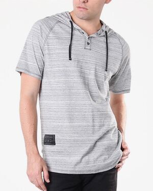 ZIMEGO Short Sleeve Raglan Henley Hoodie Round Bottom Longline T-Shirt Size XXL